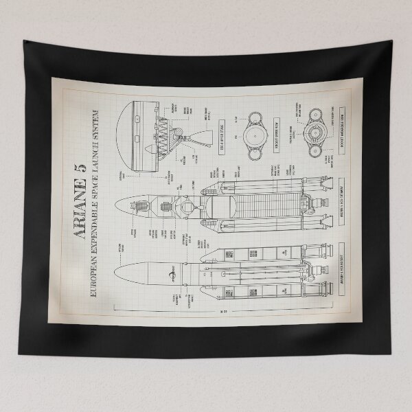 Item preview, Ariane 5 Rocket (Vertical Ivory Brown Blueprint) designed and sold by BGALAXY.
