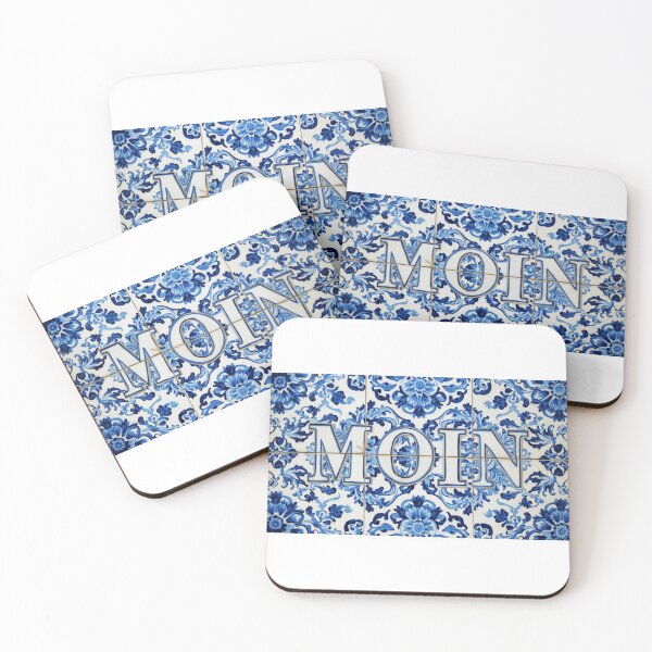 Item preview, MOIN – A North German greeting in a blue and white ceramic tile design designed and sold by Fies-und-Fein.