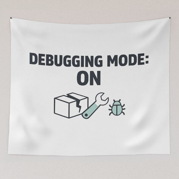 Item preview, React Developer Debugging Mode On – Minimal Code Humor Design designed and sold by techy-rrr.