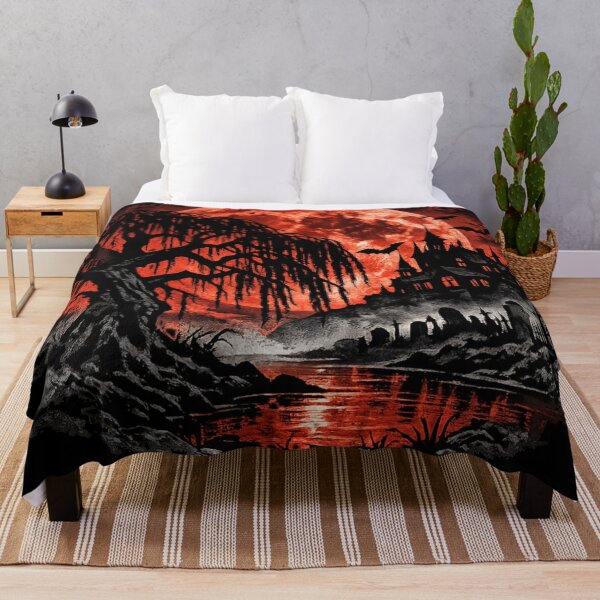 Item preview, Crimson Moon Over Black Manor – Gothic Nightscape designed and sold by Mouraludia.