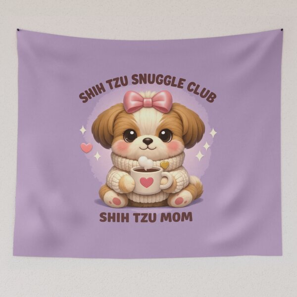 Item preview, Shih Tzu Snuggle Club – Cozy Bow Shih Tzu Mom Winter Tee designed and sold by dogmomtees.