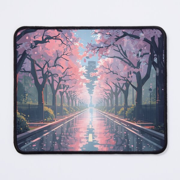 Item preview, Anime Sakura Street Spring Rain Soft Pink Reflections designed and sold by PalmixArt.