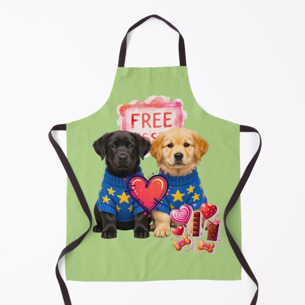 Item preview, Cute Black Labrador & Golden Retriever Puppies Free Kisses | Blue Star Sweater Valentine designed and sold by E-SarnEdge.