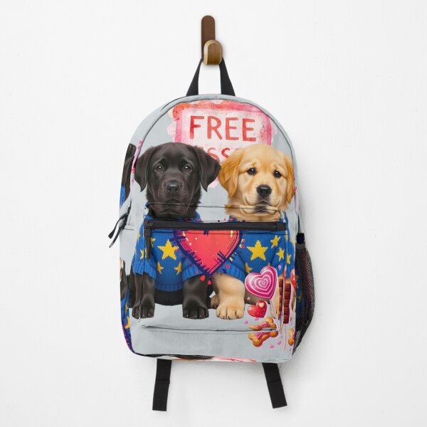 Item preview, Cute Black Labrador & Golden Retriever Puppies Free Kisses | Blue Star Sweater Valentine designed and sold by E-SarnEdge.