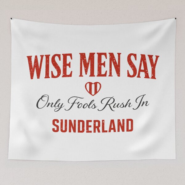 Item preview, Wise Men Say Sunderland Lyrics - Retro Black Cats Heart Fan Art designed and sold by Final Whistle Art.