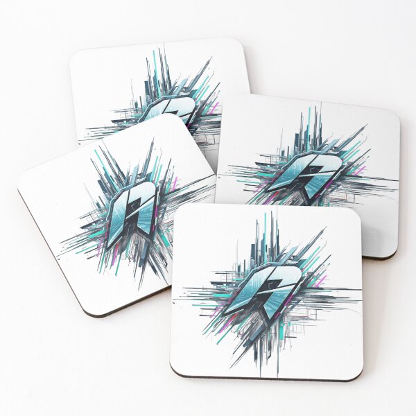 Item preview, A futuristic logo with sharp edges and neon accents on a dark surface designed and sold by VerizalShop.