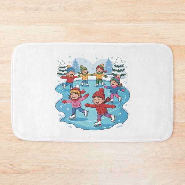 Item preview, Children skating on a frozen pond or river designed and sold by desinganddecor.