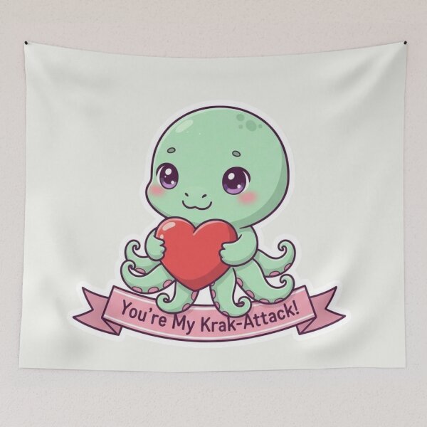Item preview, You're My Krak-Attack! Cute Kawaii Octopus Valentine Heart Hug designed and sold by arup7980.