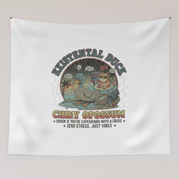 Item preview, Existential Duck vs Chill Opossum – Funny Spiritual Crisis 90s Vintage Graphic designed and sold by FakeJoo.