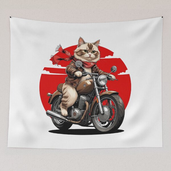 Item preview, Biker Cat Riding Motorcycle designed and sold by yuki-hana.