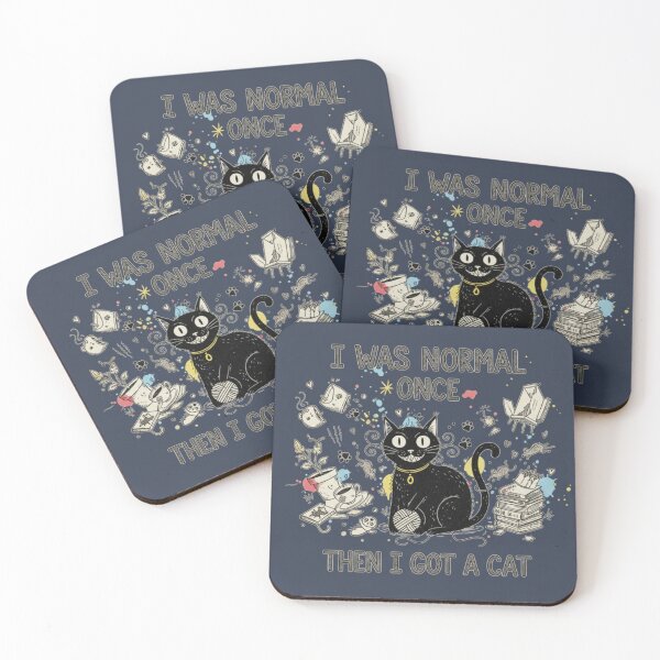 Item preview, Funny Cat Quote – “I Was Normal Once, Then I Got a Cat” - (Navy Blue) designed and sold by The Giggle Nook.