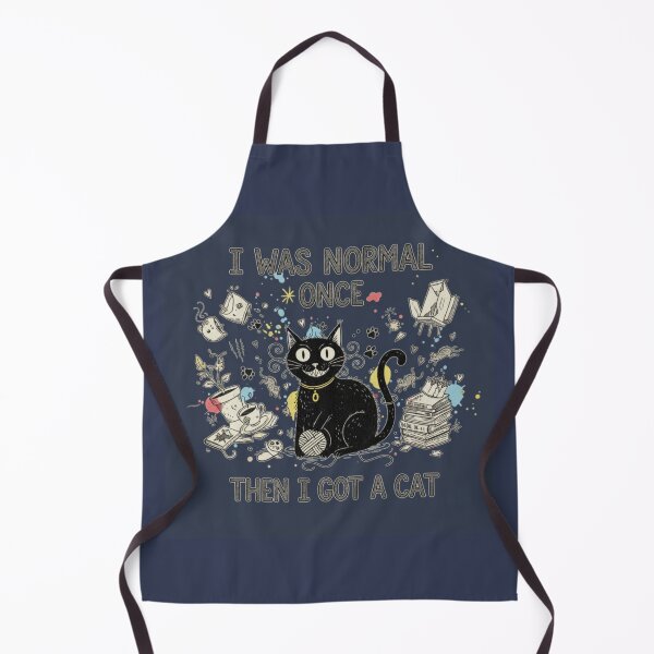 Item preview, Funny Cat Quote – “I Was Normal Once, Then I Got a Cat” - (Navy Blue) designed and sold by The Giggle Nook.