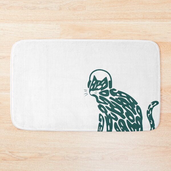Item preview, cat with music headphone dep green designed and sold by sowaibur.