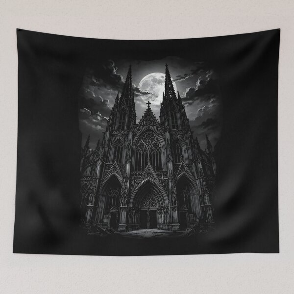 Item preview, Gothic Black Cathedral Illustration – Dark Medieval Architecture Art designed and sold by Uglyandcute.