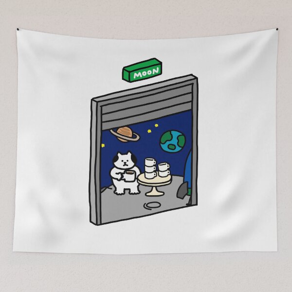 Item preview, a Cat on the moon beyond the door designed and sold by superbaechoo.
