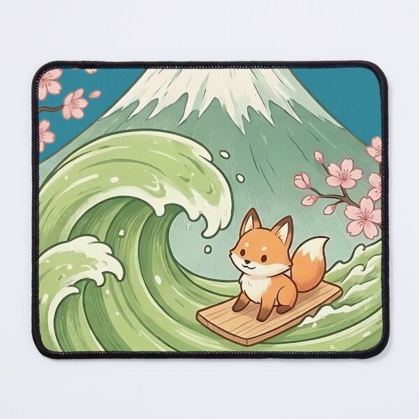 Item preview, Cute Matcha Wave Fox Japanese Kawaii Art designed and sold by Evolved Ape.