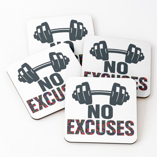 Item preview, No Excuses Bold Gym Motivation Typography designed and sold by mbmstores.