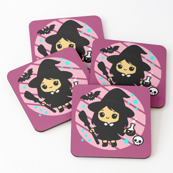Item preview, Adorable Kawaii Witch | Cute Halloween design with a broom, bat, and skull designed and sold by AstronautMerch.