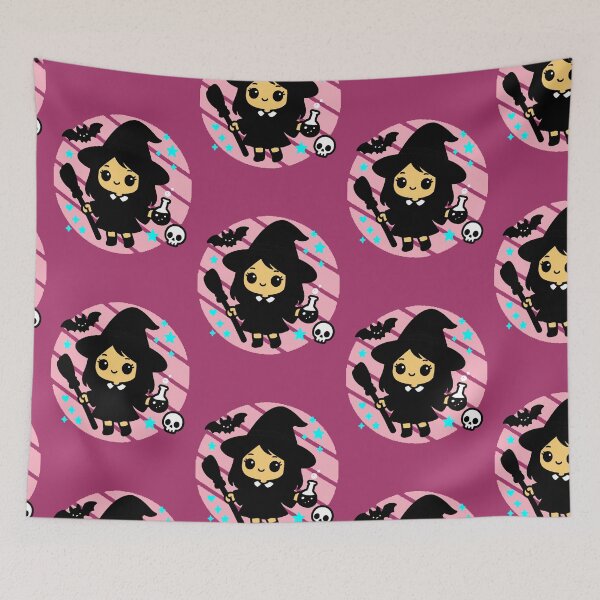 Item preview, Adorable Kawaii Witch | Cute Halloween design with a broom, bat, and skull designed and sold by AstronautMerch.