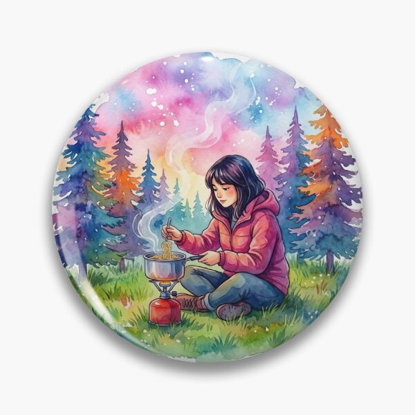 Item preview, Hiker Girl Cooking Noodles on the Camp Stove designed and sold by Hiking & Happiness.