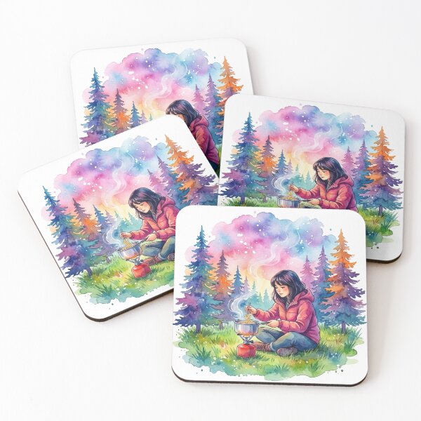 Item preview, Hiker Girl Cooking Noodles on the Camp Stove designed and sold by Hiking & Happiness.