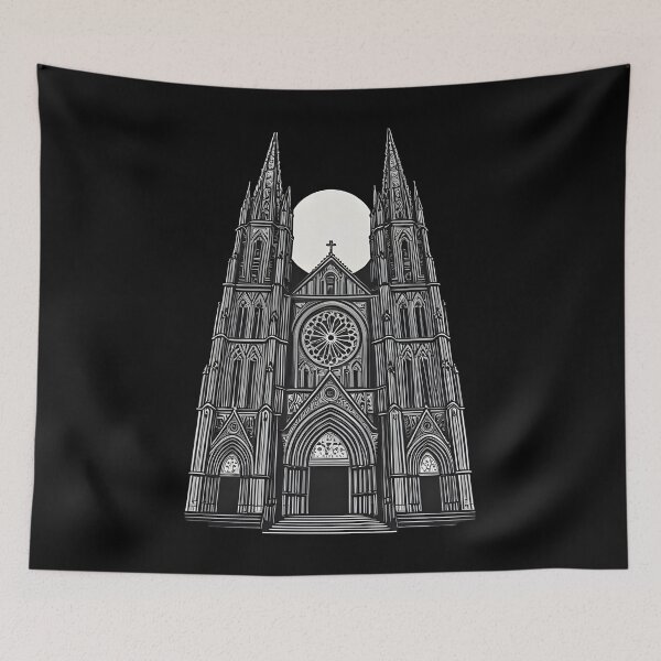 Item preview, Gothic Black Cathedral Illustration – Dark Medieval Architecture Art designed and sold by Uglyandcute.