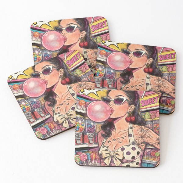 Item preview, Bubblegum Pop: Retro Rockabilly Pin-Up Girl designed and sold by Hen-C-Art.