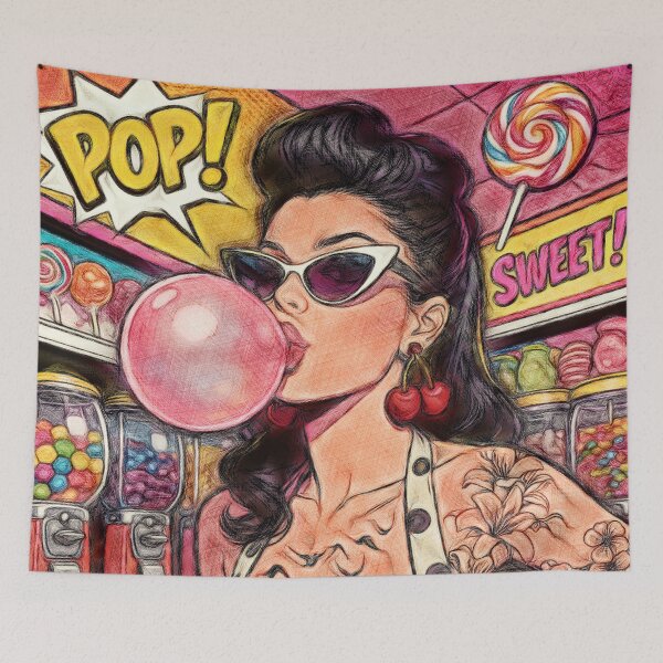 Item preview, Bubblegum Pop: Retro Rockabilly Pin-Up Girl designed and sold by Hen-C-Art.