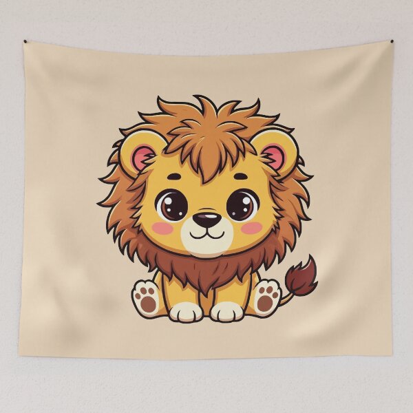 Item preview, Cute Kawaii Chibi Lion Cub - Kawaii Style Sticker designed and sold by Blooms & Paws Haven .