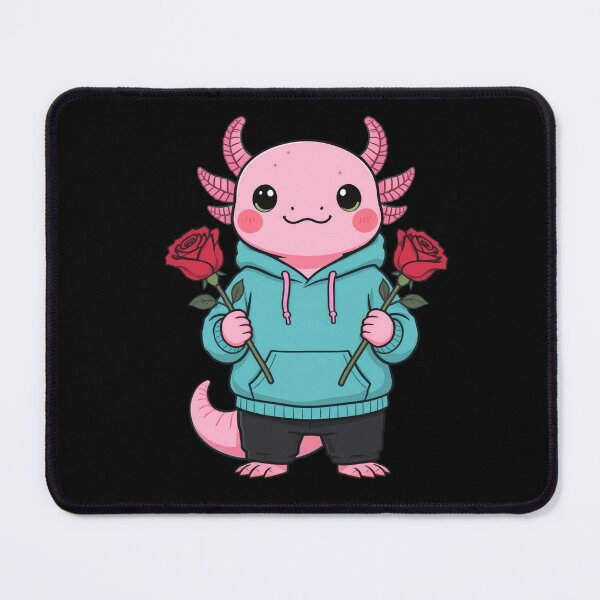 Item preview, Valentine Date Axolotl – Cool Romantic Rose Illustration designed and sold by ColorSplash123.