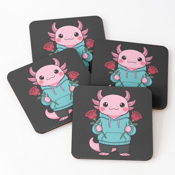 Item preview, Valentine Date Axolotl – Cool Romantic Rose Illustration designed and sold by ColorSplash123.