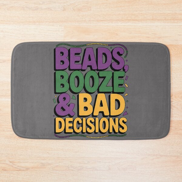 Item preview, Mardi Gras Beads Booze Bad Decisions Party Parade Design Fun designed and sold by KristineLi.