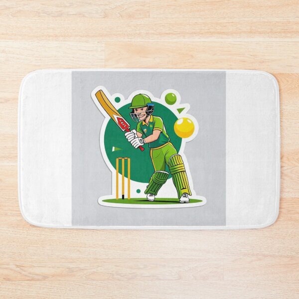 Item preview, Cricket Batsman Green Jersey Illustration designed and sold by SSD1755.