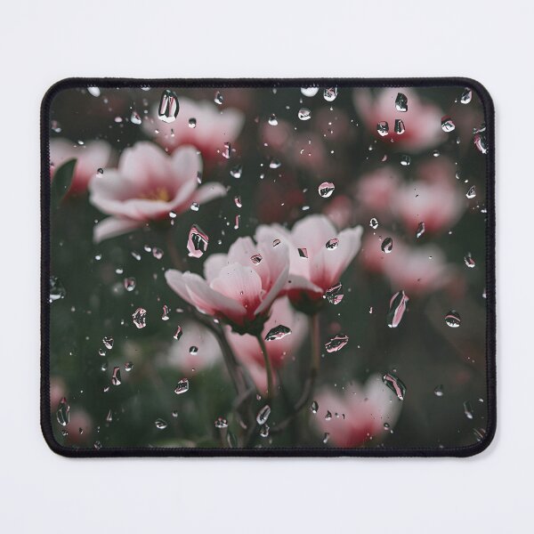 Item preview, Spring Raindrops on Glass with Pink Flowers designed and sold by PalmixArt.