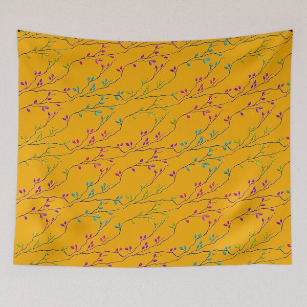 Item preview, Multicolored rosehip on a mustard background designed and sold by CatandColours.