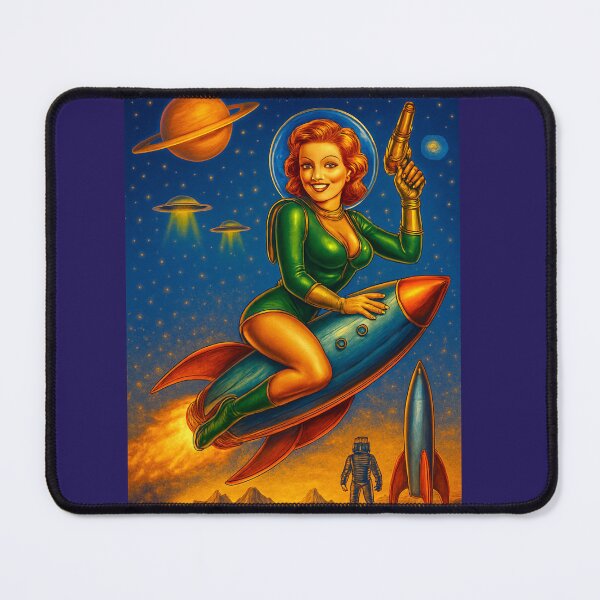 Item preview, Rocket Girl Retro Vintage Space Pin-Up Art designed and sold by Willyboy16.
