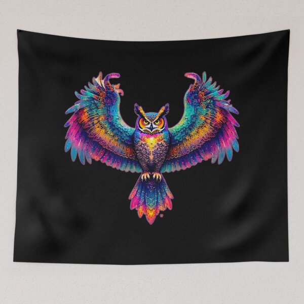 Item preview, Owl Rainbow Fire – Cosmic Guardian designed and sold by Neer arts.