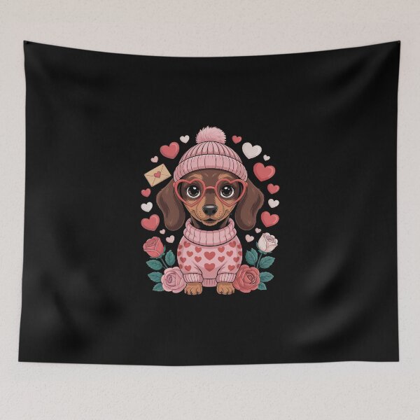 Item preview, Dachshund in Heart Sweater designed and sold by jkrphoto.