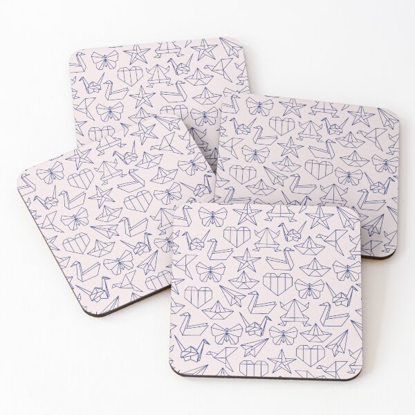 Item preview, pink and blue origami animals pattern designed and sold by winterpumpkin.