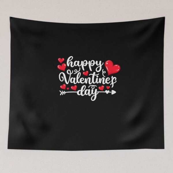 Item preview, Happy Valentine Day White Typography with Red Hearts designed and sold by ArtVoyageShop.