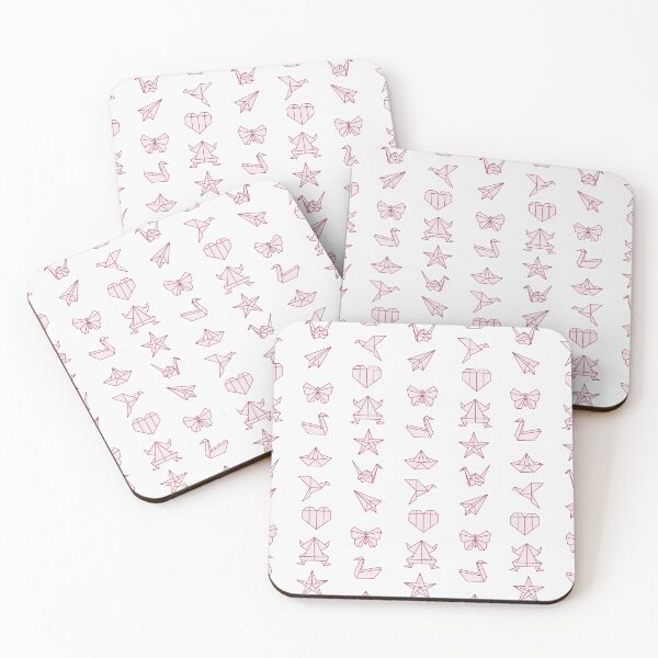 Item preview, pink and white tiny origami animals pattern designed and sold by winterpumpkin.