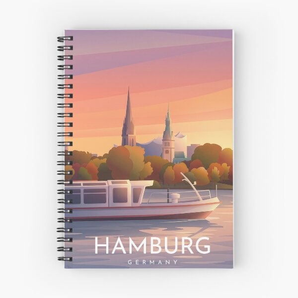 Item preview, Hamburg Alster Evening Mood Travel Poster Illustration designed and sold by NorthlightStudio.