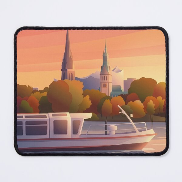 Item preview, Hamburg Alster Evening Mood Travel Poster Illustration designed and sold by NorthlightStudio.