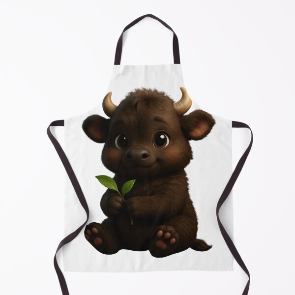 Item preview, Sweet Baby Buffalo Holding Leaf – Cute Nursery Wildlife Art designed and sold by ParisFibre.