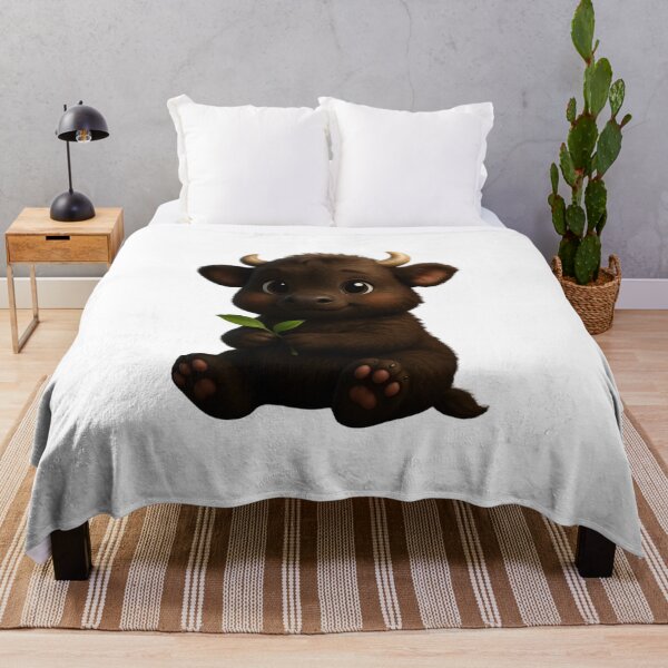 Item preview, Sweet Baby Buffalo Holding Leaf – Cute Nursery Wildlife Art designed and sold by ParisFibre.