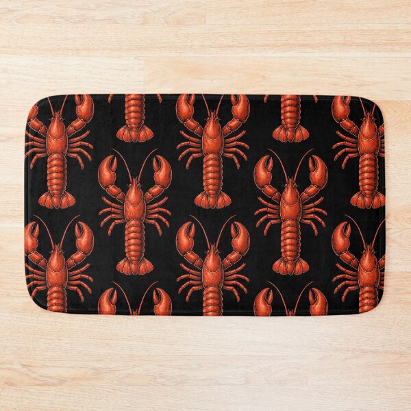 Item preview, Vivid Red Lobster Illustration On Black Background, Highly Detailed Nautical Creature Portrait designed and sold by portokalis.