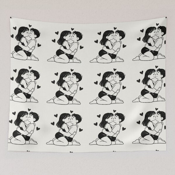Item preview, Naughty Valentine's Doodle Couple Print designed and sold by Flowing Colurs.