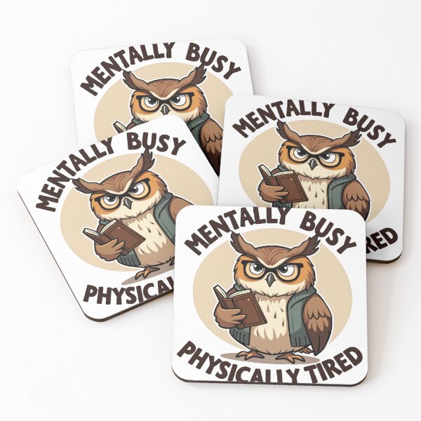 Item preview, Grumpy Owl Sticker - Mentally Busy Physically Tired Sarcastic Quote designed and sold by The Grumpy Pet Club.