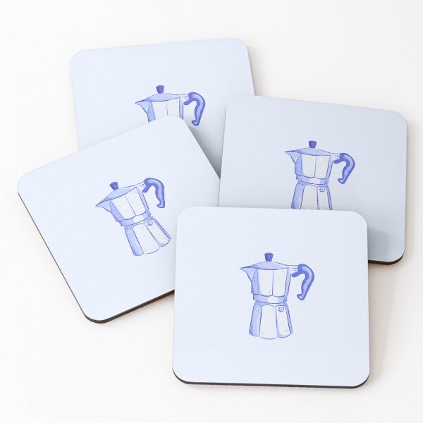 Item preview, Espresso moka pot, cute blue italian coffee pot  designed and sold by rizdrawings.