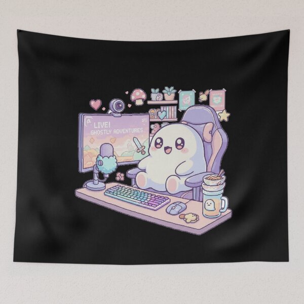 Item preview, Cute Ghost Gamer Streaming Pastel Setup designed and sold by Meryem Mamouni.